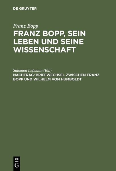 Produktbild: Briefwechsel zwischen Franz Bopp und Wilhelm von Humboldt