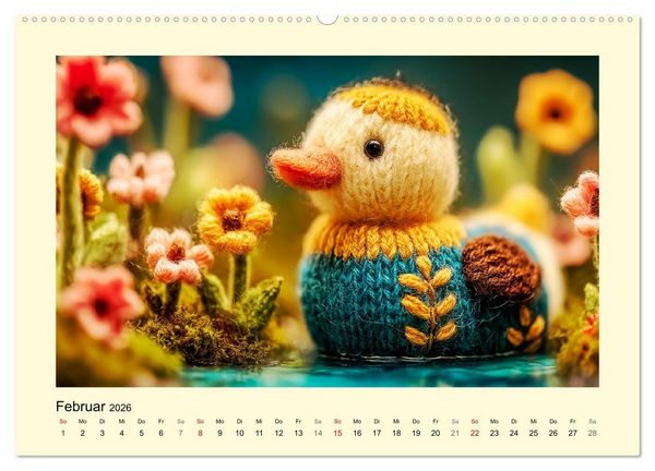 Produktbild: Flauschiger Bauernhof. Gestrickte Tierchen f&uuml;r Herz und Seele (hochwertiger Premium Wandkalender 2026 DIN A2 quer), Kunstdruck in Hochglanz