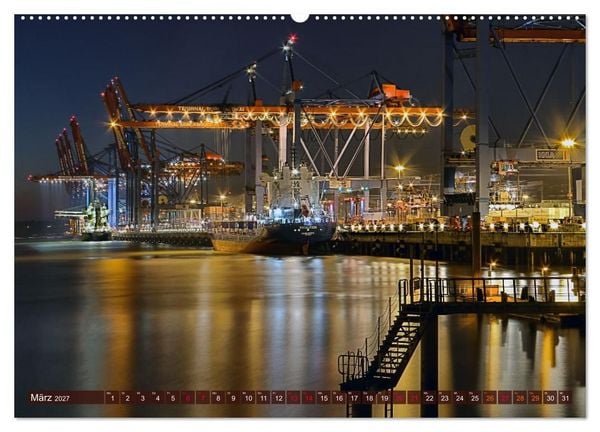Produktbild: Magic Nights Containerschiffe (hochwertiger Premium Wandkalender 2027 DIN A2 quer), Kunstdruck in Hochglanz