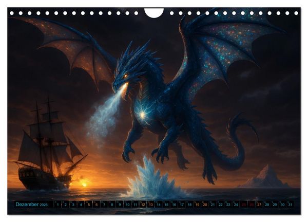 Produktbild: Pr&auml;chtige Drachen, gut oder b&ouml;se? (Wandkalender 2026 DIN A4 quer), CALVENDO Monatskalender