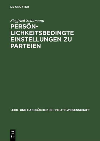 Produktbild: Pers&ouml;nlichkeitsbedingte Einstellungen zu Parteien