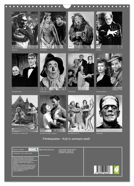 Produktbild: Filmklassiker - Kult in schwarz-wei&szlig; (Wandkalender 2026 DIN A3 hoch), CALVENDO Monatskalender