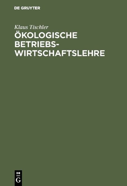 Produktbild: &Ouml;kologische Betriebswirtschaftslehre