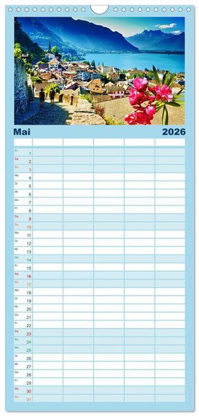 Produktbild: Familienplaner 2026 - Montreux - ein Juwel am Ufer des Genfersees mit 5 Spalten (Wandkalender, 21 x 45 cm) CALVENDO