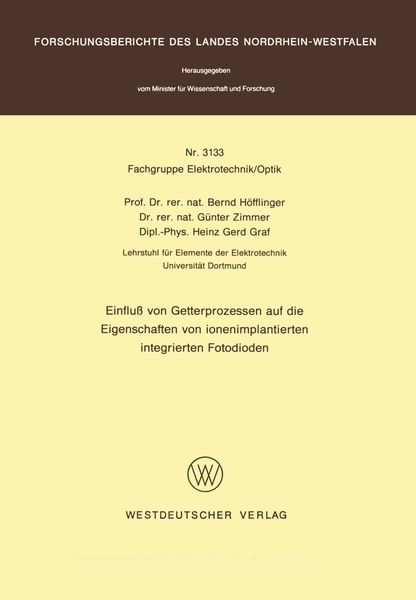 Produktbild: Einflu&szlig; von Getterprozessen auf die Eigenschaften von ionenimplantierten integrierten Fotodioden