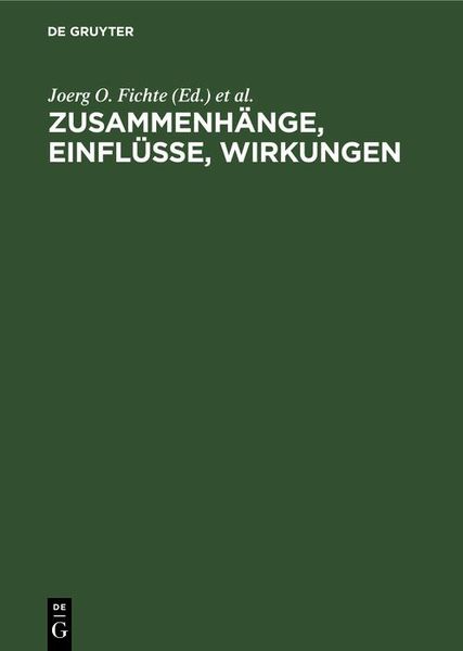Produktbild: Zusammenh&auml;nge, Einfl&uuml;sse, Wirkungen