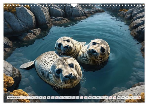 Produktbild: Freche Seehunde (Wandkalender 2026 DIN A3 quer), CALVENDO Monatskalender