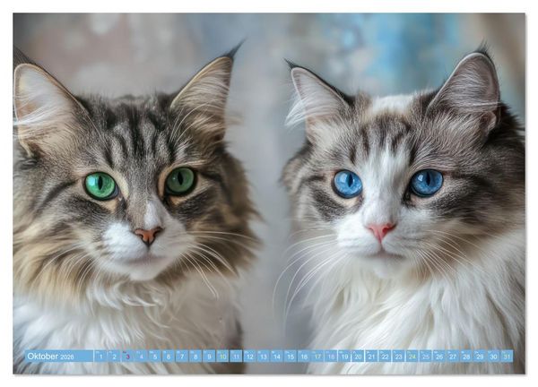 Produktbild: Katzen Illustrationen - Faszination pur (Wandkalender 2026 DIN A3 quer), CALVENDO Monatskalender