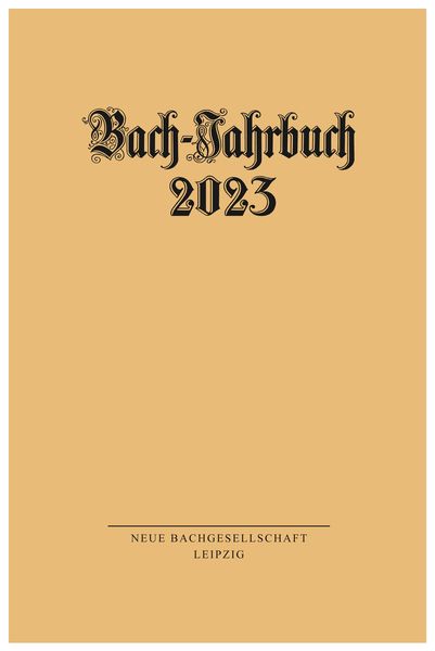 Produktbild: Bach-Jahrbuch 2023