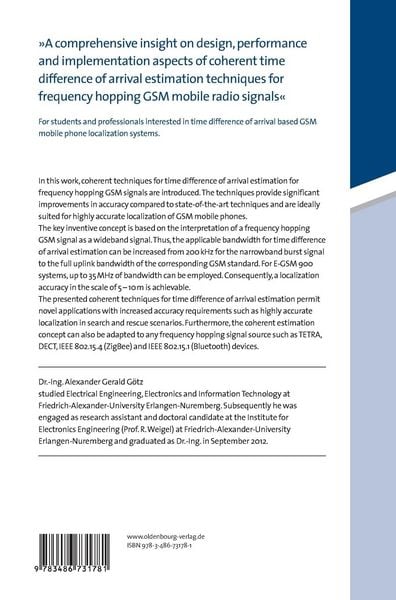 Produktbild: Coherent Time Difference of Arrival Estimation Techniques for Frequency Hopping GSM Mobile Radio Signals