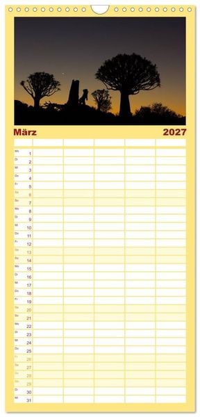 Produktbild: Familienplaner 2027 - Wildes Namibia mit 5 Spalten (Wandkalender, 21 x 45 cm) CALVENDO