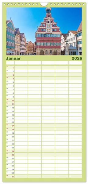Produktbild: Familienplaner 2026 - Ein Spaziergang durch Esslingen mit 5 Spalten (Wandkalender, 21 x 45 cm) CALVENDO
