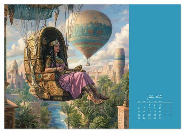 Produktbild: Mit KI durch die Epochen und L&uuml;fte (Wandkalender 2026 DIN A4 quer), CALVENDO Monatskalender