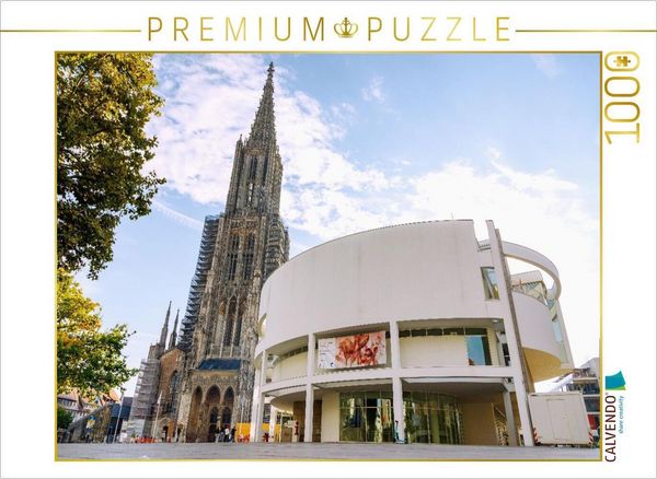CALVENDO Puzzle Stadthaus und Ulmer Münster am Münsterplatz | 1000 Teile Lege-Größe 64x48cm Foto-Puzzle für glückliche Stunden