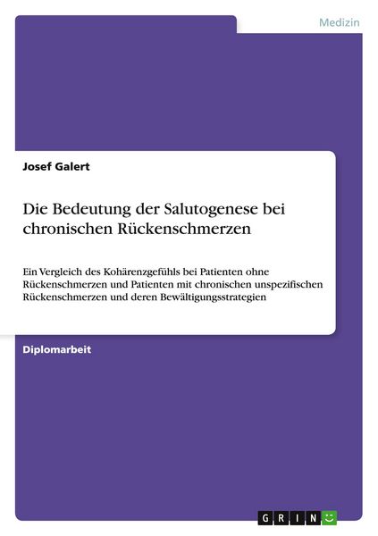 Produktbild: Die Bedeutung der Salutogenese bei chronischen R&uuml;ckenschmerzen