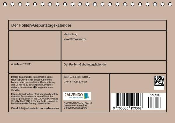 Produktbild: Der Fohlen-Geburtstagskalender (Tischkalender immerw&auml;hrend DIN A5 quer)