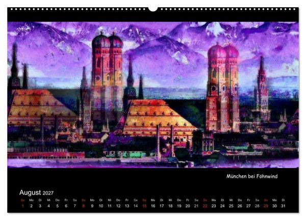 Produktbild: M&uuml;nchen digital (hochwertiger Premium Wandkalender 2027 DIN A2 quer), Kunstdruck in Hochglanz