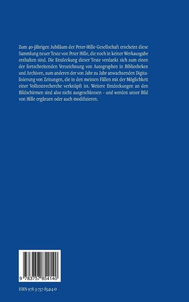Produktbild: Peter Hille - Neu aufgefundene Texte