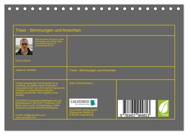 Produktbild: Triest - Stimmungen und Ansichten (Tischkalender 2026 DIN A5 quer), CALVENDO Monatskalender