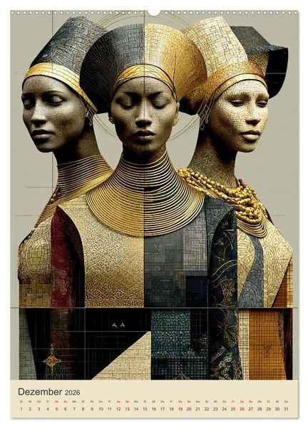 Produktbild: Afrikanische Anmut in Geometrie (Wandkalender 2026 DIN A2 hoch), CALVENDO Monatskalender