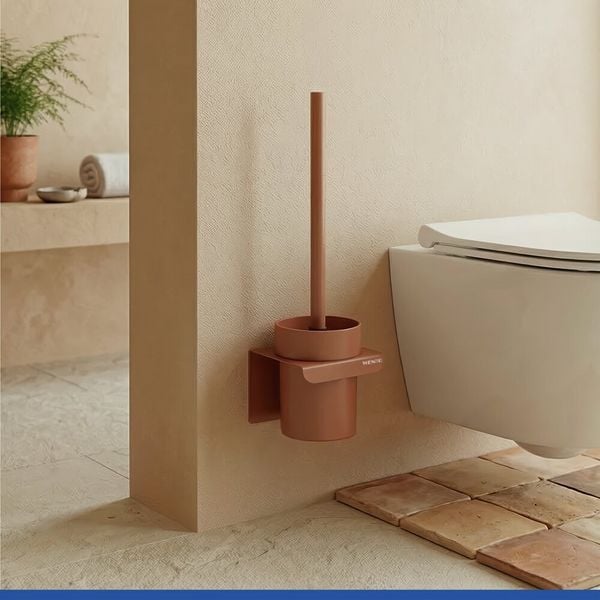 Produktbild: Turbo-Loc&reg; WC-Garnitur Mod. Lizan Braun, mit Silikon-B&uuml;rstenkopf, Befestigen ohne Bohren