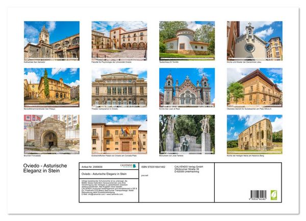 Produktbild: Oviedo - Asturische Eleganz in Stein (Wandkalender 2026 DIN A2 quer), CALVENDO Monatskalender