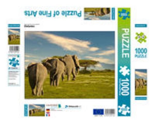 CALVENDO Puzzle Elefanten | 1000 Teile Lege-Größe 64x48cm Foto-Puzzle für glückliche Stunden