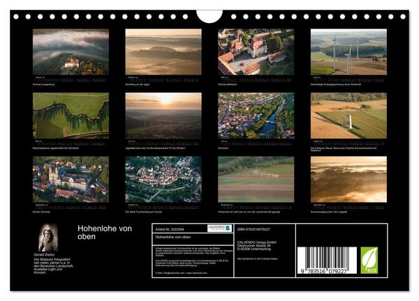 Produktbild: Hohenlohe von oben (Wandkalender 2026 DIN A4 quer), CALVENDO Monatskalender