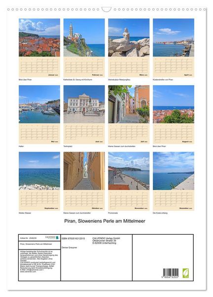 Produktbild: Piran, Sloweniens Perle am Mittelmeer (Wandkalender 2026 DIN A2 hoch), CALVENDO Monatskalender