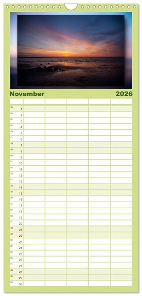 Produktbild: Familienplaner 2026 - Baltrum - Ein Tag am Strand mit 5 Spalten (Wandkalender, 21 x 45 cm) CALVENDO