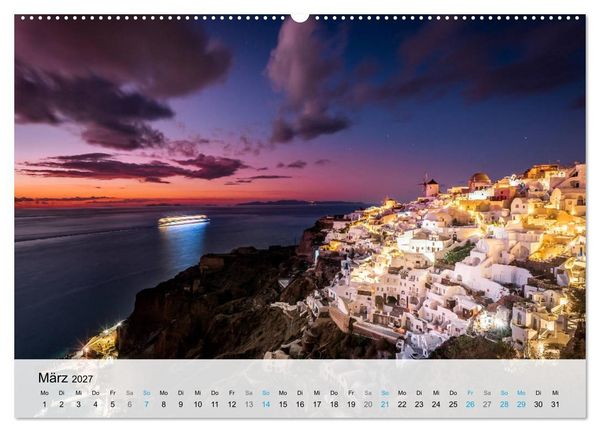 Produktbild: Oia Santorini - Bilderbuch-Dorf von Griechenland (Wandkalender 2027 DIN A2 quer), CALVENDO Monatskalender
