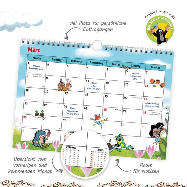 Produktbild: TR&Ouml;TSCH - Der kleine Maulwurf Monatsterminer Monatskalender 2027