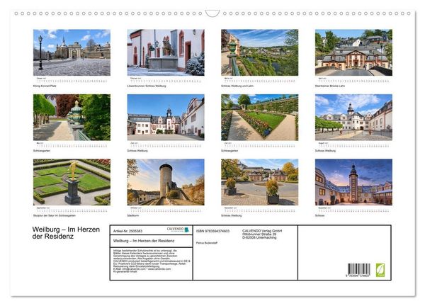 Produktbild: Weilburg &ndash; Im Herzen der Residenz (Wandkalender 2027 DIN A2 quer), CALVENDO Monatskalender