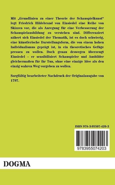 Produktbild: Grundlinien zu einer Theorie der Schauspielkunst