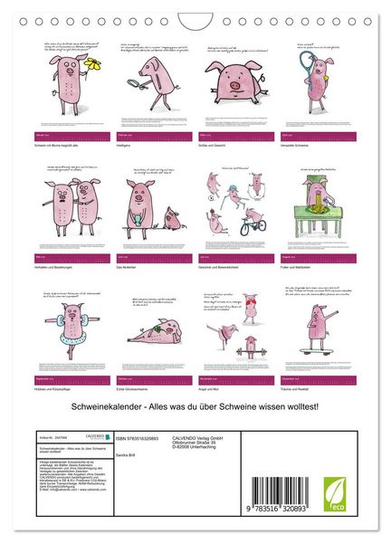Produktbild: Schweinekalender - Alles was du &uuml;ber Schweine wissen wolltest! (Wandkalender 2026 DIN A4 hoch), CALVENDO Monatskalender