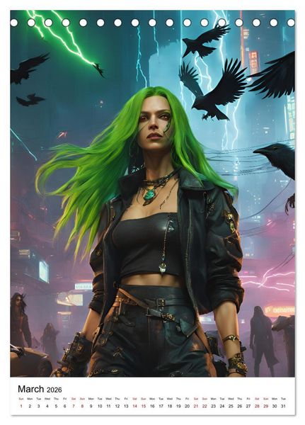 Produktbild: The Witches of Cyberpunk City (Desk Calendar 2026 DIN A5 portrait), CALVENDO 12 Month DeskCalendar