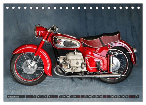 Produktbild: Deutsche Motorrad - Legenden - Rollende Kunstwerke aus alten Zeiten (Tischkalender 2026 DIN A5 quer), CALVENDO Monatskalender