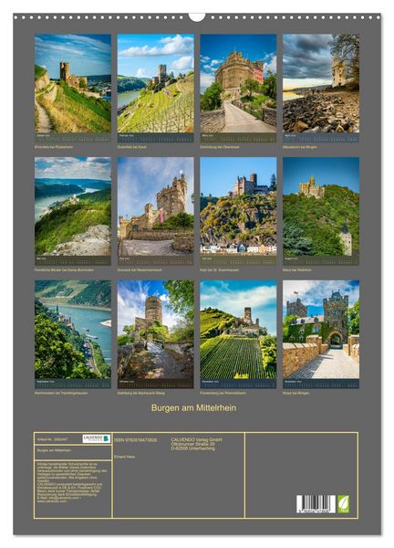 Produktbild: Burgen am Mittelrhein (Wandkalender 2026 DIN A2 hoch), CALVENDO Monatskalender