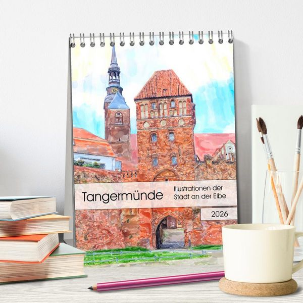 Produktbild: Tangerm&uuml;nde - Illustrationen der Stadt an der Elbe (Tischkalender 2026 DIN A5 hoch), CALVENDO Monatskalender