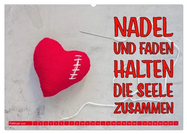 Produktbild: Nadel und Faden - N&auml;hen mit coolen Spr&uuml;chen (Wandkalender 2026 DIN A2 quer), CALVENDO Monatskalender
