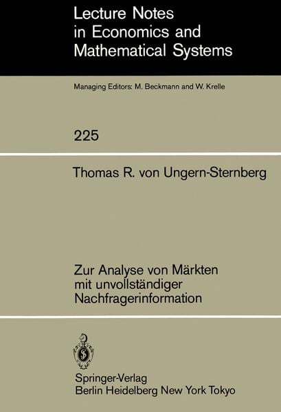 Produktbild: Zur Analyse von M&auml;rkten mit unvollst&auml;ndiger Nachfragerinformation