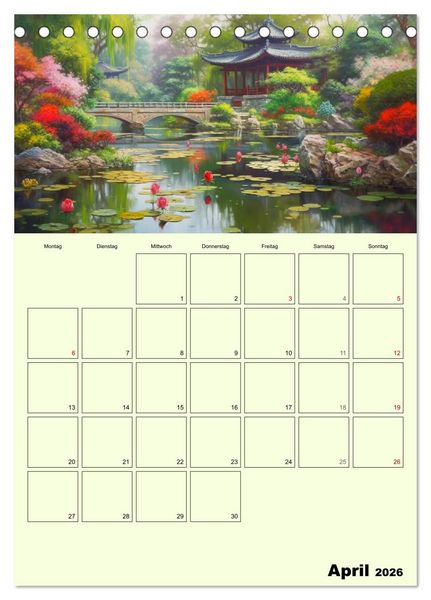 Produktbild: Im japanischen Garten. Zauberhafte Illustrationen (Tischkalender 2026 DIN A5 hoch), CALVENDO Monatskalender