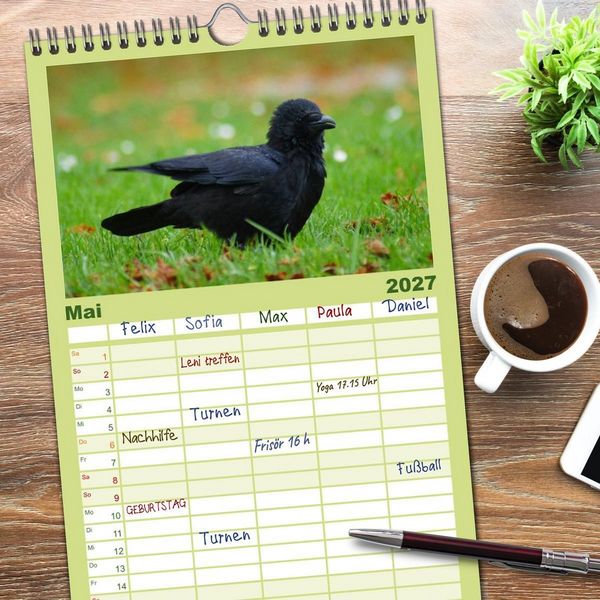 Produktbild: Familienplaner 2027 - Das Leben der Rabenv&ouml;gel mit 5 Spalten (Wandkalender, 21 x 45 cm) CALVENDO