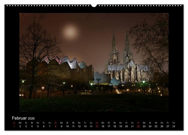 Produktbild: K&ouml;ln &ndash; Nachts 2026 (hochwertiger Premium Wandkalender 2026 DIN A2 quer), Kunstdruck in Hochglanz