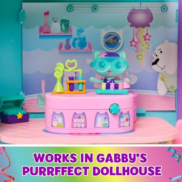 Produktbild: Gabby’s Dollhouse, Bobble Kitty Möbel Pack von Meerkätzchen, Katzen-Figur mit Puppenhausmöbeln und Zubehörteilen