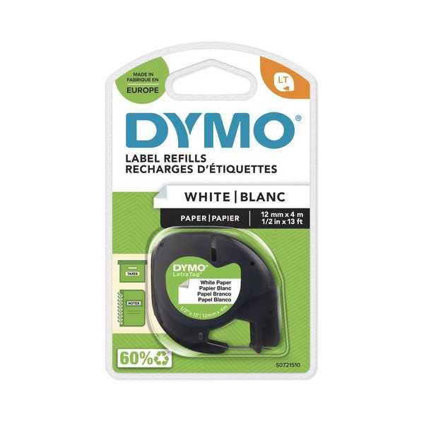 Produktbild: DYMO Beschriftungsband LetraTag Paper schwarz auf wei&szlig; Blister