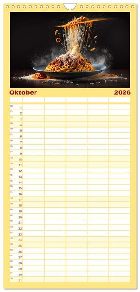 Produktbild: Familienplaner 2026 - Italienische Gerichte mit 5 Spalten (Wandkalender, 21 x 45 cm) CALVENDO