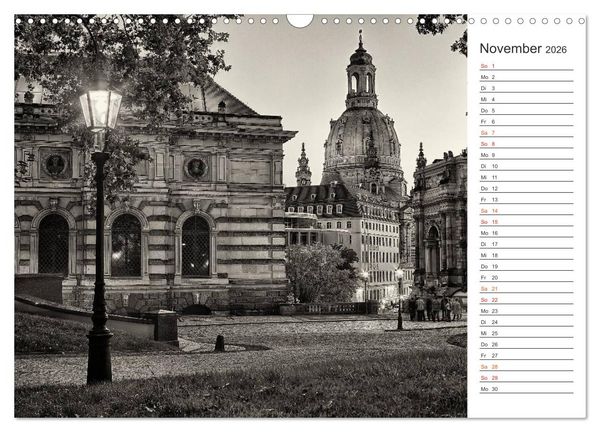 Produktbild: Dresden Schwarz-Wei&szlig; (Wandkalender 2026 DIN A3 quer), CALVENDO Monatskalender