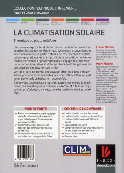 Produktbild: La Climatisation Solaire ; Thermique Ou Photovoltaique