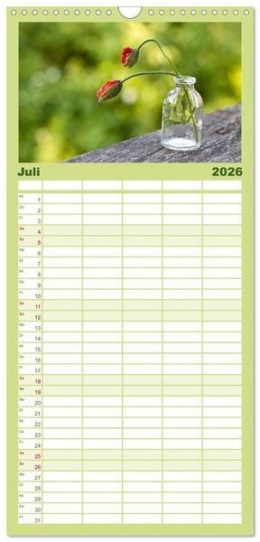 Produktbild: Familienplaner 2026 - Mein Jahr im Landhausgarten mit 5 Spalten (Wandkalender, 21 x 45 cm) CALVENDO